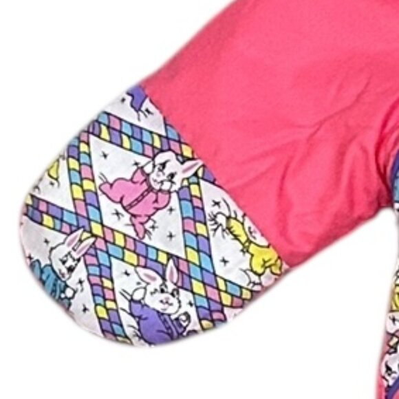 Vintage Pink Baby Snowsuit 0-6M Bunting Bag Hooded Bunny Print 80s/90s  Cozycore - Picture 5 of 8